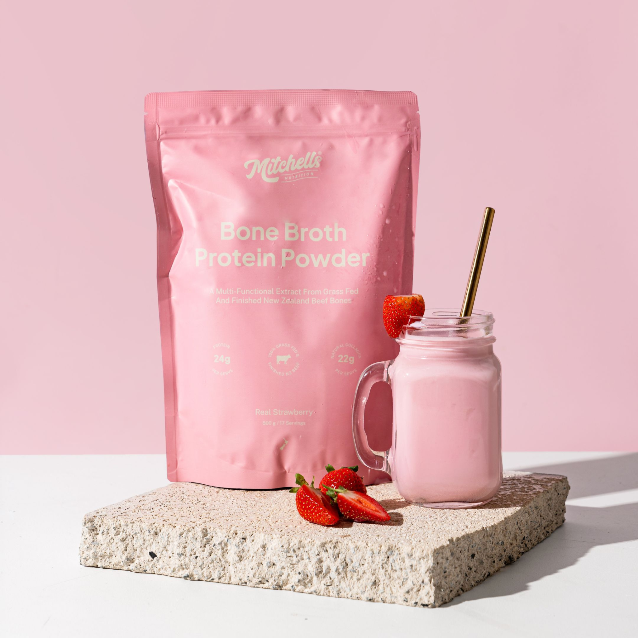 Mitchells Strawberry Bone Broth Protein